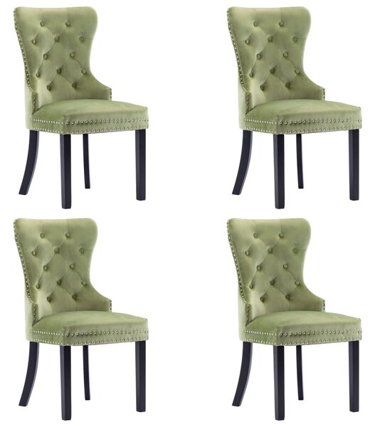 Krzesła stołowe, 4 szt., jasnozielone, aksamitne