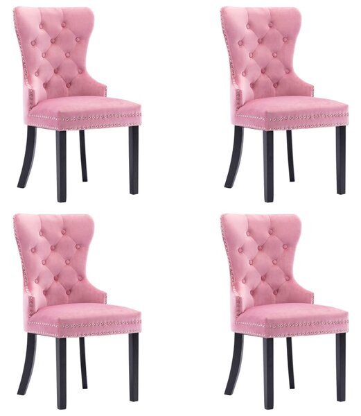 Krzesła stołowe, 4 szt., różowe, obite aksamitem