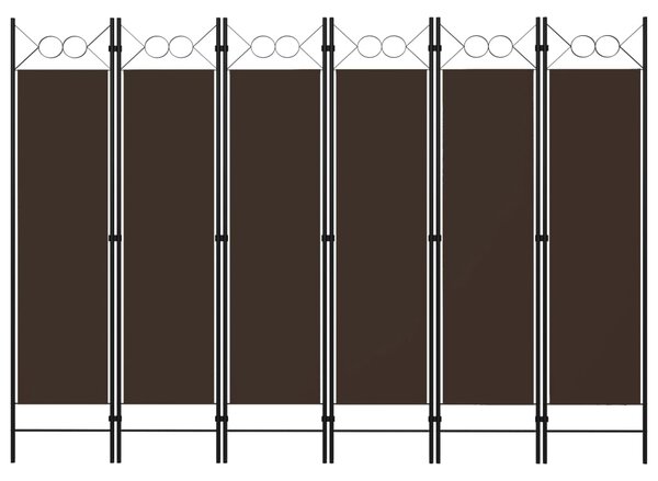 Parawan 6-panelowy, brązowy, 240 x 180 cm