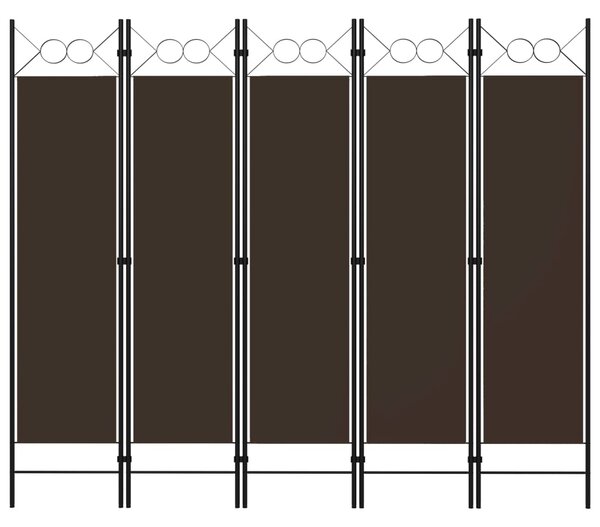 Parawan 5-panelowy, brązowy, 200 x 180 cm
