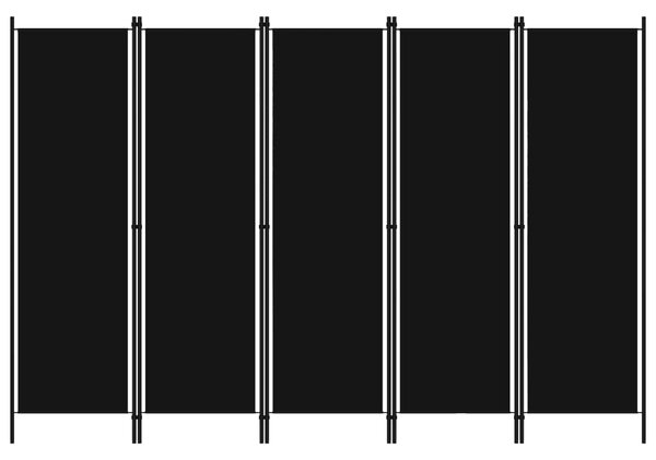 Parawan 5-panelowy, czarny, 250 x 180 cm