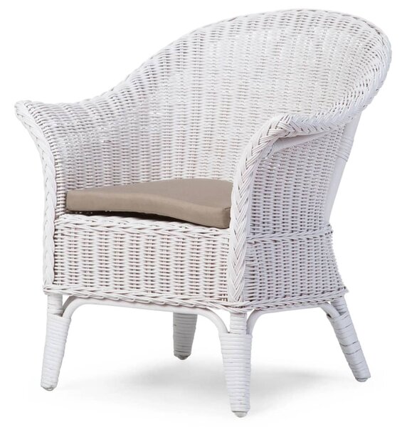 CHILDHOME Wiklinowe krzesło z poduszką dla dzieci Mimo, białe
