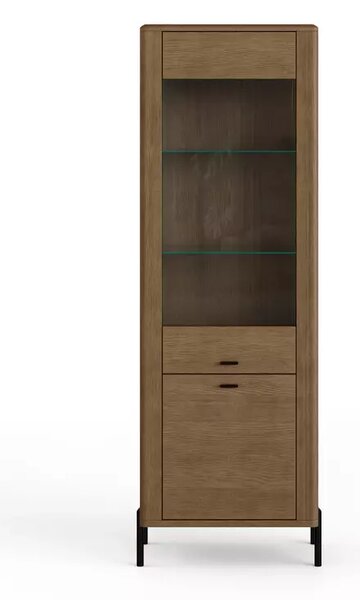 Wąska witryna drewniana na metalowych nogach Madera 75