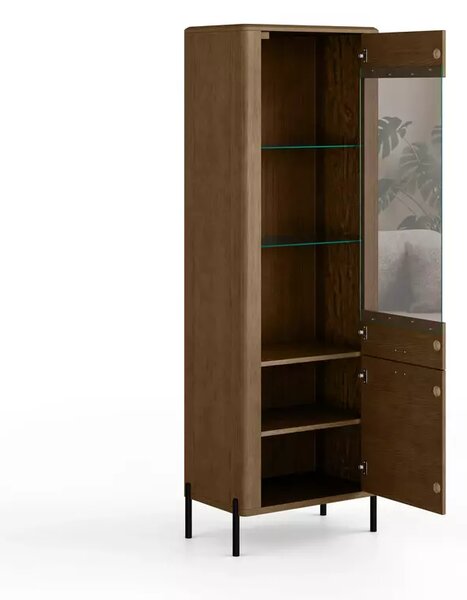 Wąska witryna drewniana na metalowych nogach Madera 75