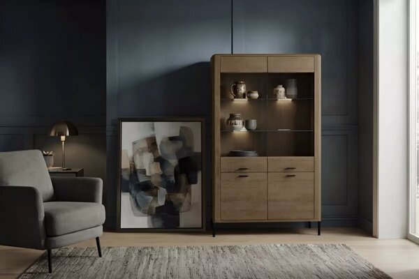 Wysoka witryna w odcieniu dębu dymionego Madera 70