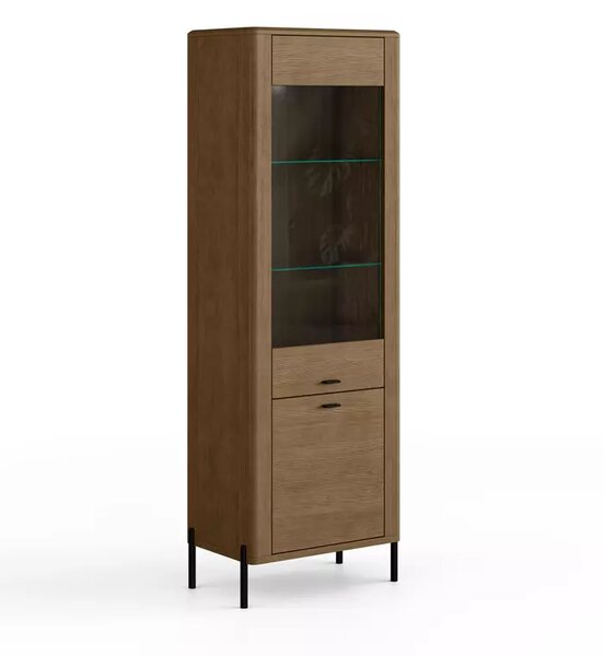 Wąska witryna drewniana na metalowych nogach Madera 75