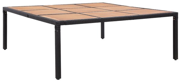Stół ogrodowy, czarny, 200x200x74 cm, rattan PE i drewno akacji