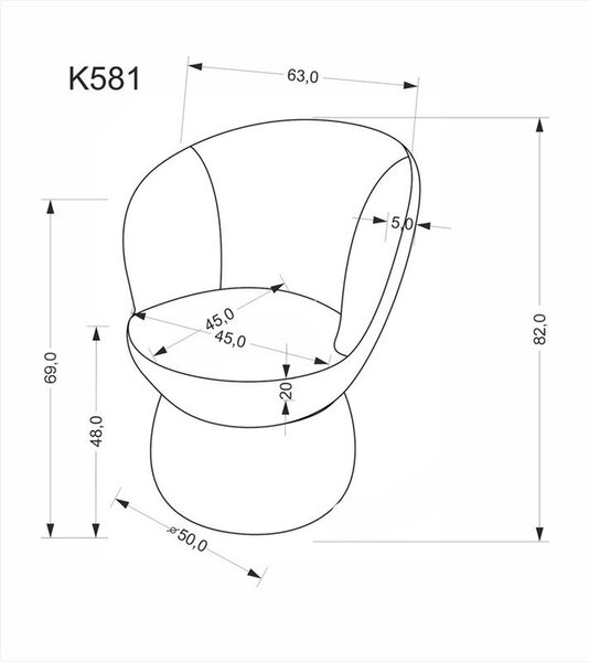 Krzesło z funkcją obrotu K581 w szarej tkaninie