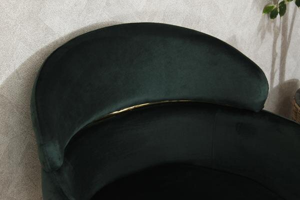 Krzesło z podłokietnikami glamour ze złotym łącznikiem LUNGO VELVET zielone na złotym stelażu