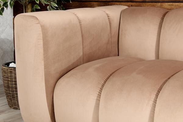 Sofa dwuosobowa welurowa beżowa nowoczesna do salonu na recepcję SOMA 2