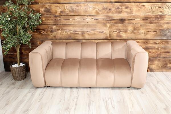 Sofa dwuosobowa welurowa beżowa nowoczesna do salonu na recepcję SOMA 2