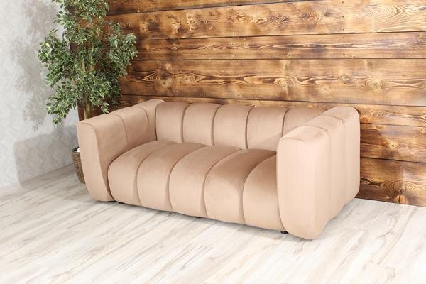 Sofa dwuosobowa welurowa beżowa nowoczesna do salonu na recepcję SOMA 2
