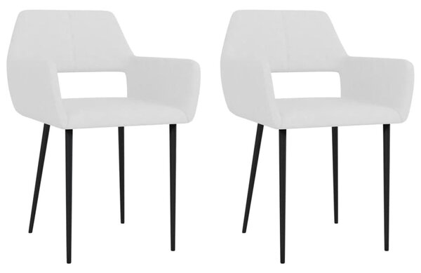 Krzesła stołowe, 2 szt., białe, tkanina