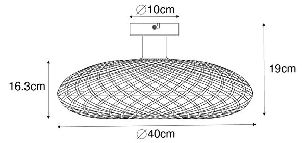 Inteligentna lampa sufitowa czarna bambusowa 40 cm z Wifi A60 - Ostrava Oswietlenie wewnetrzne