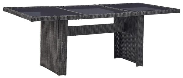 Stół ogrodowy, czarny, 200x100x74 cm, szkło i rattan PE