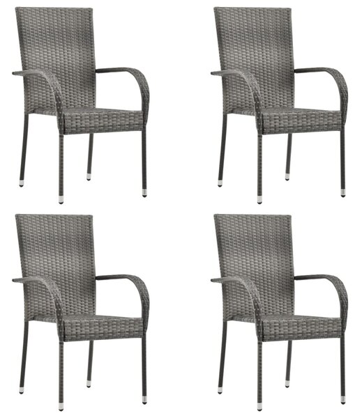 Sztaplowane krzesła ogrodowe, 4 szt., szare, polirattan