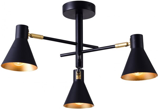 Czarna metalowa lampa sufitowa industrialna - K066-Nigras