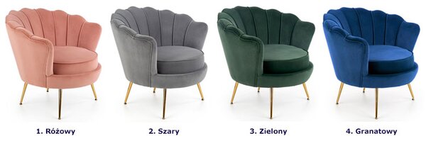 Zielony welurowy fotel muszelka G6-H18