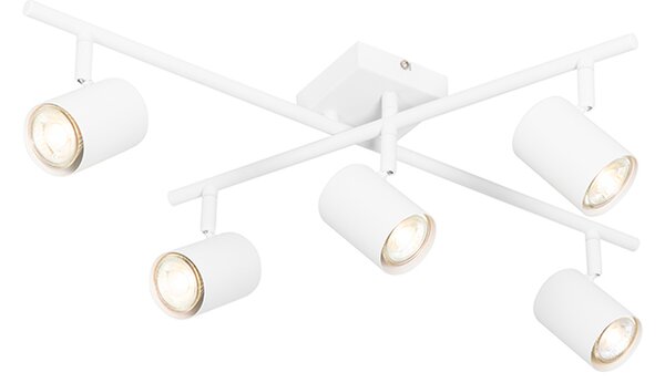 Nowoczesna lampa sufitowa biała 5-światłowa regulowana kwadratowa - Jeana