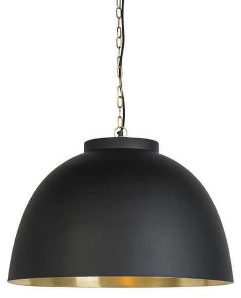 Lampa wisząca czarna z mosiądzem wewnątrz 60 cm - Hoodi Oswietlenie wewnetrzne