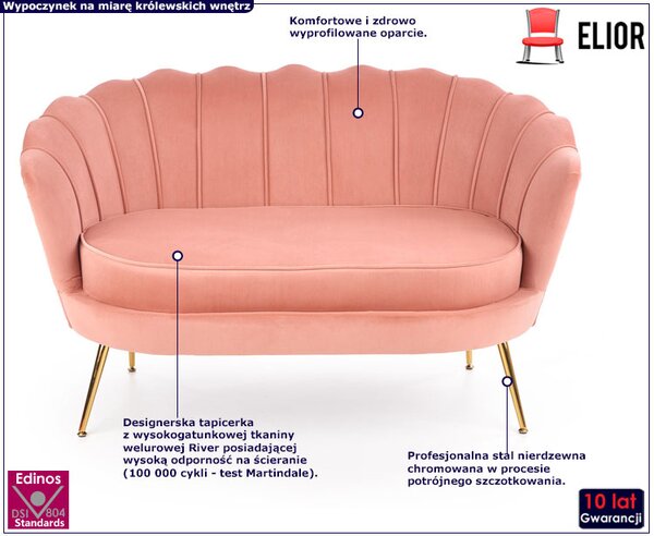 Różowa dwuosobowa sofa muszelka G7-P64
