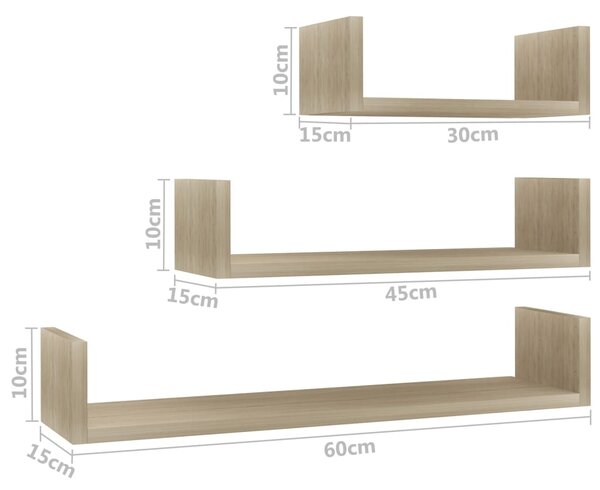 Zestaw Modułowych Półek Ściennych Dąb Sonoma K4-Z72