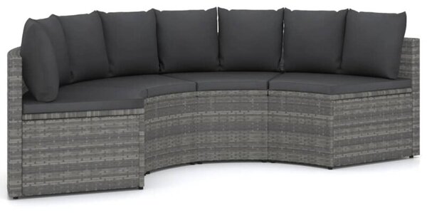 Sofa 4-częściowa do ogrodu, z poduszkami, polirattan, szara