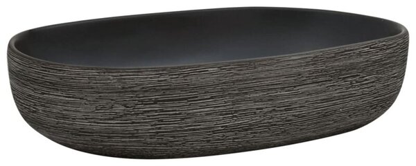 Umywalka nablatowa, szaro-czarna, owalna, 59x40x14 cm