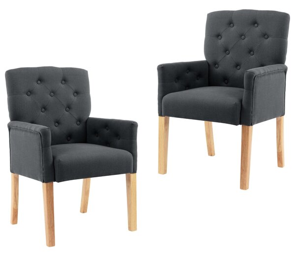 Krzesła stołowe z podłokietnikami, 2 szt., szare, tkanina
