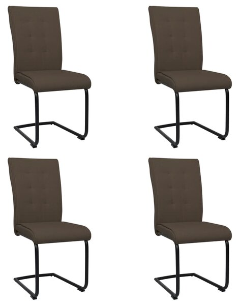 Krzesła stołowe, wspornikowe, 4 szt., brązowe, tkanina