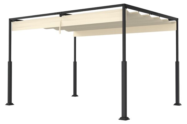 Pergola metalowa QEENTOE, 3x4 metry, kolor beżowy, stabilna, wodoodporna, idealna jako zadaszenie tarasu, pawilon do ogrodu, tarasu i patio