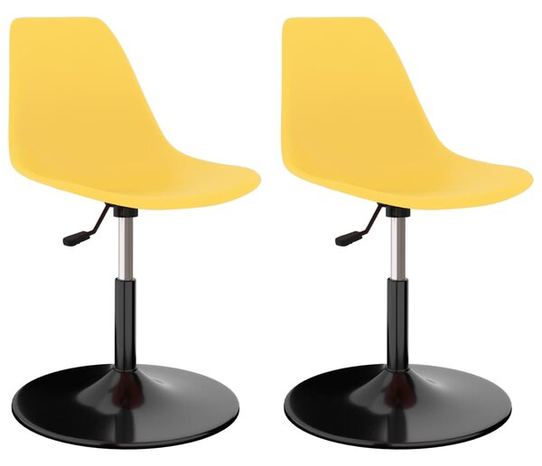 Obrotowe krzesła stołowe, 2 szt., żółte, PP