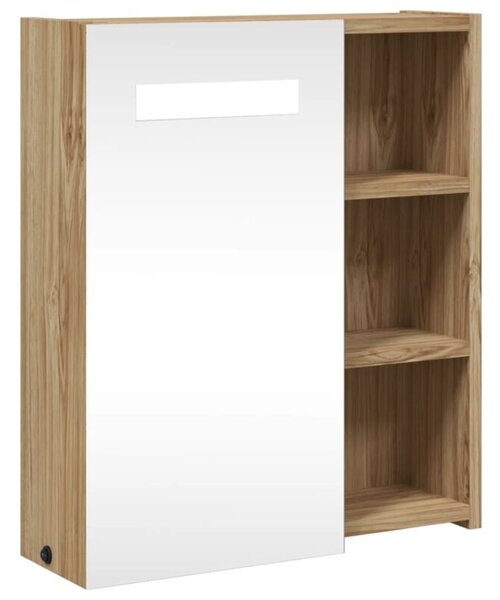 Szafka łazienkowa z lustrem i LED, kolor dębu, 45x13x52 cm