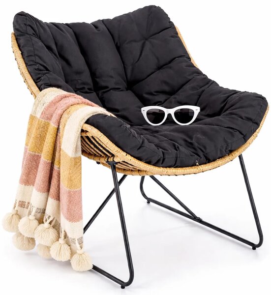 Rattanowy fotel wypoczynkowy w stylu boho M7-D29