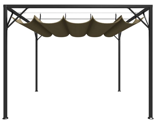 Altana ogrodowa ze zwijanym dachem, 3x3 m, taupe, 180 g/m²