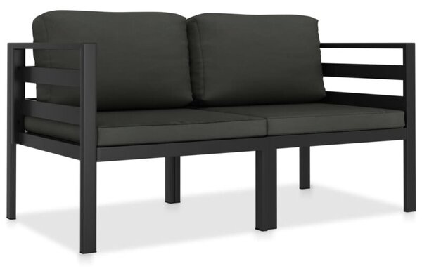 Sofa 2-częściowa z poduszkami, aluminium, antracytowa