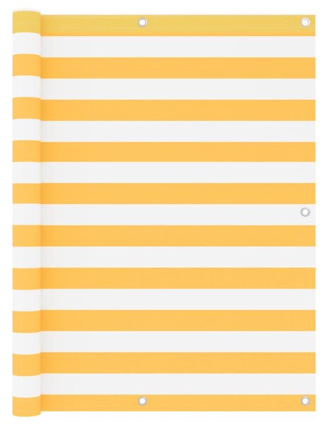 Parawan balkonowy, biało-żółty, 120x300 cm, tkanina Oxford