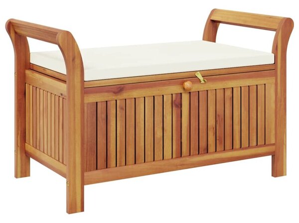 Ogrodowa ławka ze schowkiem i poduszką, 91 cm, drewno akacjowe