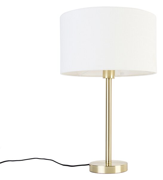 Klassieke tafellamp messing met kap wit 35 cm - Simplo Oswietlenie wewnetrzne