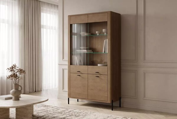Wysoka witryna w odcieniu dębu dymionego Madera 70