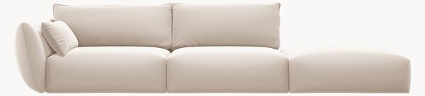 Sofa z szezlongiem z weluru Clau (4-osobowa)