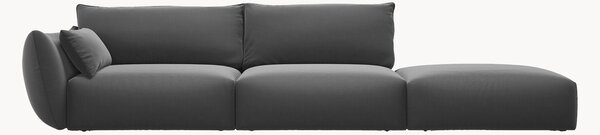 Sofa z szezlongiem z weluru Clau (4-osobowa)