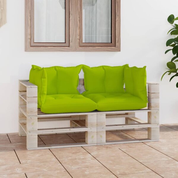 Ogrodowa sofa 2-os. z palet, z poduszkami, drewno sosnowe