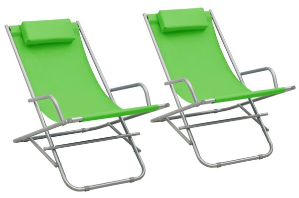 Krzesła bujane, 2 szt., stal, zielone