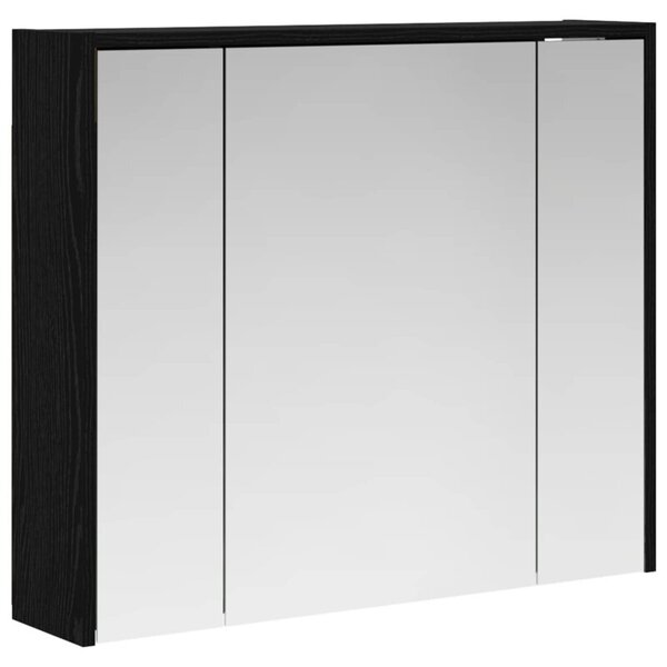 Szafka z lustrem do łazienki czarny dąb 73,5 x 16 x 62,5 cm