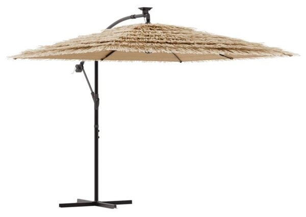 Parasol ogrodowy z LED, stalowy słupek, brązowy, 246x246x230 cm