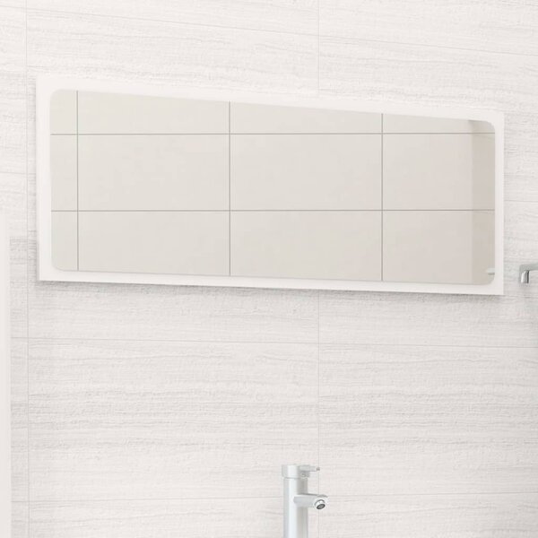 Lustro łazienkowe, wysoki połysk, białe, 90x1,5x37 cm, płyta