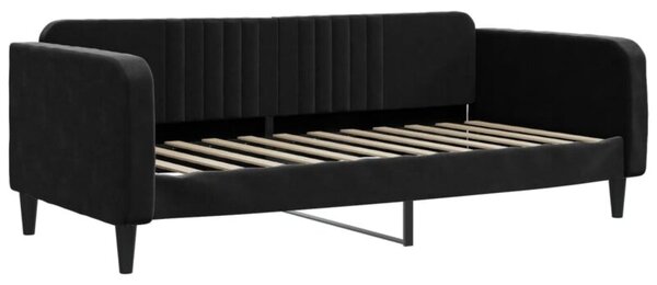 Sofa z funkcją spania, czarna, 90x200 cm, obita aksamitem