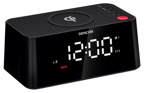Zegar Sencor SDC 7600 Qi z ładowarką, czarny