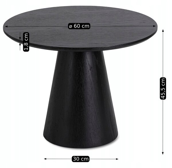 Stolik Kawowy CASSANDER 60 cm Czarny Nowoczesny Loft